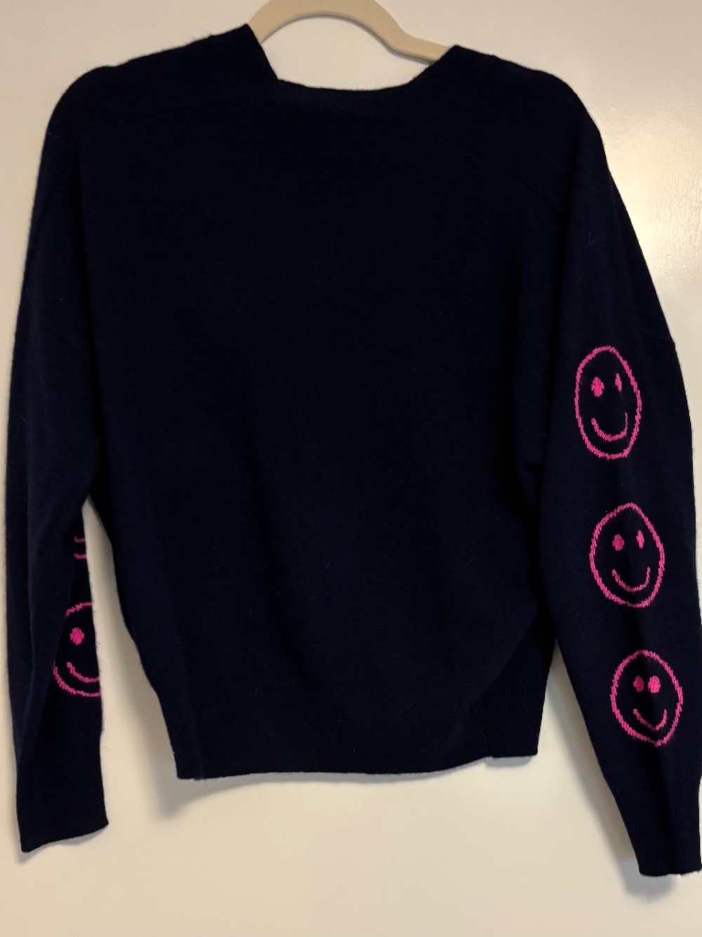 Aqua navy and pink cashmere sweater